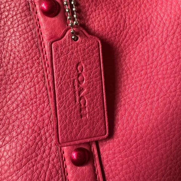 Coach Central Satchel - Strawberry Red Pebble Leather - Picture 4 of 8